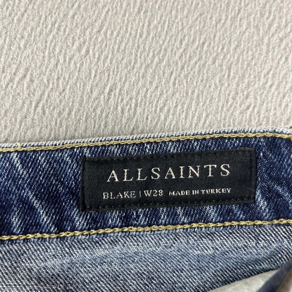 AllSaints Jeans Womens Size W28 Blake High Rise Wide Leg Blue Denim Raw Hem - Picture 7 of 11